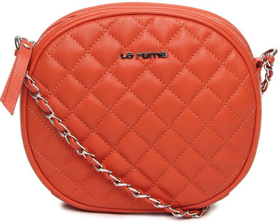

La Roma Girls Evening/Party Orange Genuine Leather Sling Bag