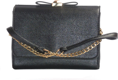 

Godinattire Women Evening/Party Black PU Shoulder Bag