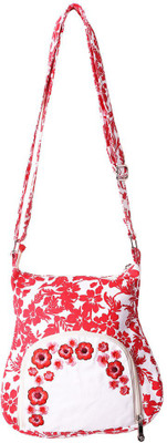 

Bag Factory Girls Casual White, Red Canvas Sling Bag, Red;white