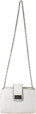

Heels & Handles Women Evening/Party White Leatherette Sling Bag