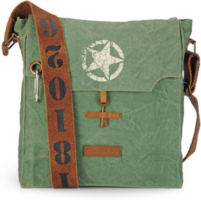 

The House of Tara Men & Women Casual Green Canvas Messenger Bag
