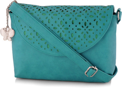 

Butterflies Women Casual Blue PU Sling Bag