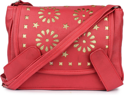 

Star Style Women Casual Red Leatherette Sling Bag