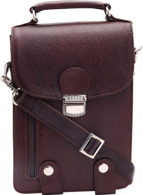 

American-Elm Men Casual Maroon Genuine Leather Sling Bag