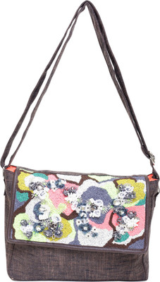 

Jademist Women Casual Brown Cotton Sling Bag