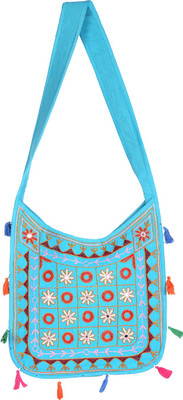 

Rajrang Women Casual Blue Cotton Sling Bag