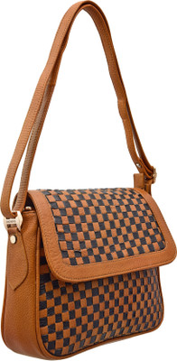 

JFL-Jewellery For Less Girls Formal Black, Tan Genuine Leather Sling Bag