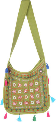 Rajrang Women Casual Green Cotton Sling Bag