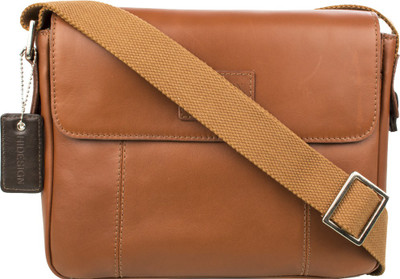 

Hidesign Men Formal Tan, Brown Genuine Leather Messenger Bag, Brown;tan