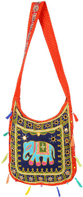 

Rajrang Women Casual Blue, Orange Cotton Sling Bag