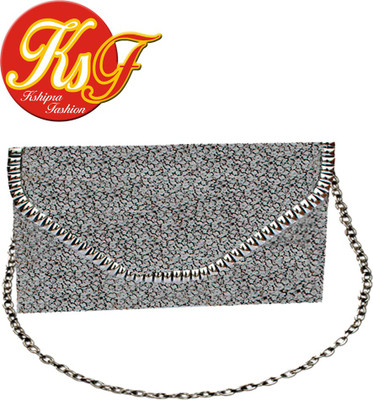 

Kshipra Fashion Girls Evening/Party Silver Leatherette Sling Bag