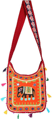 Rajrang Women Casual Maroon Cotton Sling Bag