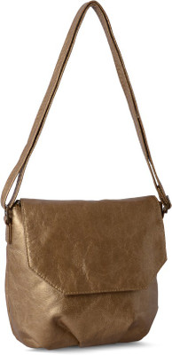 

Baggit Women Casual Gold Rexine Sling Bag