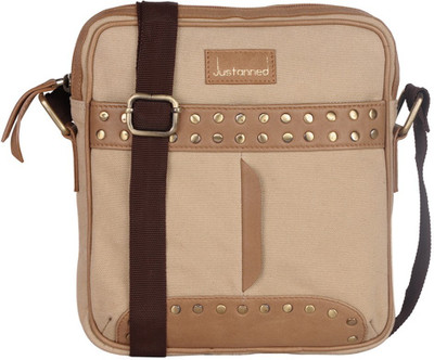 

Justanned Men Casual Beige Genuine Leather Messenger Bag