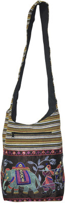 

Lal Haveli Women Casual Brown Cotton Sling Bag