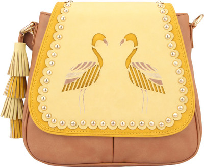 

D'oro Women Casual Yellow PU Sling Bag