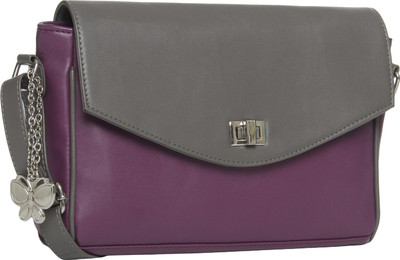 

Butterflies Women Casual Purple, Grey PU Sling Bag, Grey;purple
