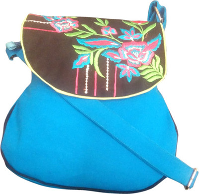 

Fly Angels Women Casual Blue Canvas Sling Bag