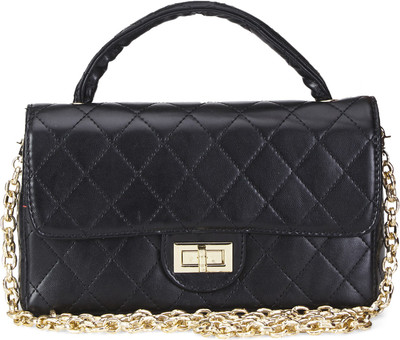 Amperstyle Women Evening/Party Black PU Sling Bag