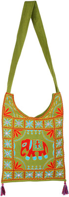 

Rajrang Women Casual Green, Red Cotton Sling Bag