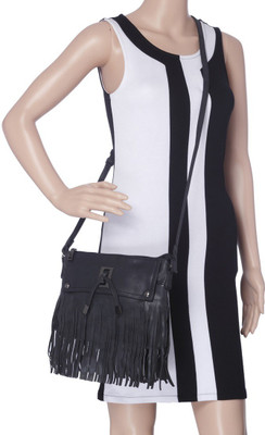 

Fur Jaden Women Casual Black PU Sling Bag