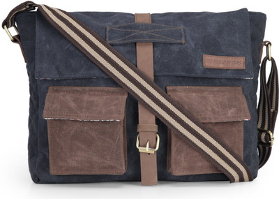 

The House of Tara Men Casual Blue, Beige Canvas Messenger Bag, Beige;blue