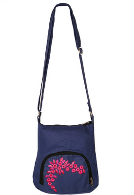 

Bag Factory Women Casual Blue Canvas Sling Bag
