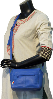 

Bhoomija Women Casual Blue Genuine Leather Sling Bag