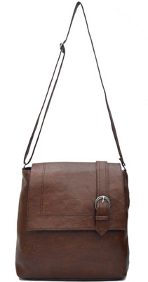

AGINOS Women Casual Brown Leatherette, Polyester Sling Bag