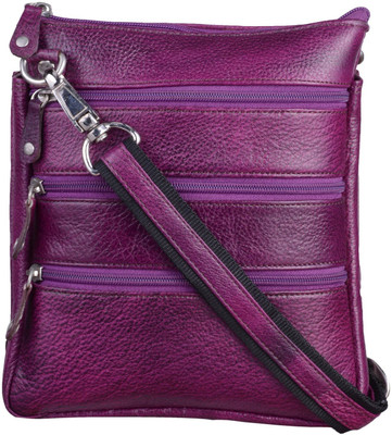 

Blu Whale Men & Women Casual Purple Genuine Leather Sling Bag