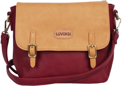 

Luvoksi Women Casual Maroon, Tan PU Sling Bag