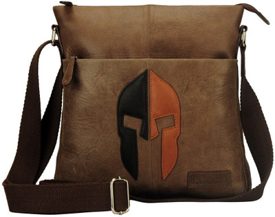 

Justanned Men Casual Brown Genuine Leather Sling Bag