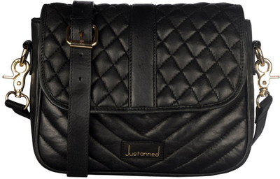 

Justanned Women Casual Black Genuine Leather Sling Bag