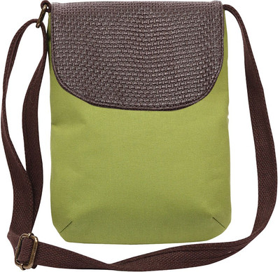 

Angesbags Women Green Canvas Sling Bag