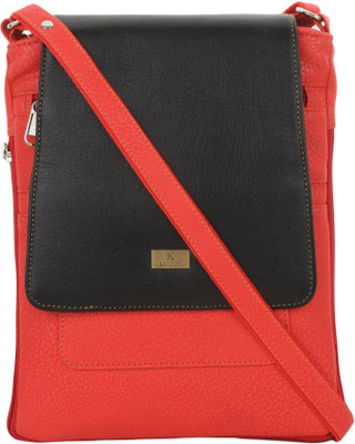 

K London Women Casual Red, Black Leatherette Sling Bag, Black;red