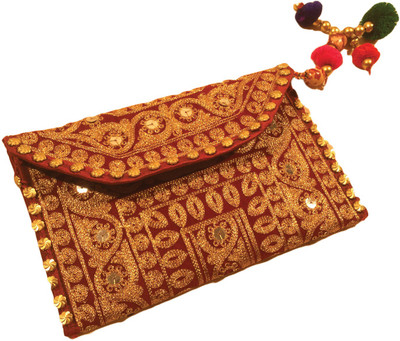 

Minky's Decor Men & Women Casual Maroon, Gold Velvet, Cotton Sling Bag, Gold;maroon