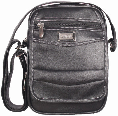 

HANDCUFFS Men Formal Black Leatherette Hand-held Bag
