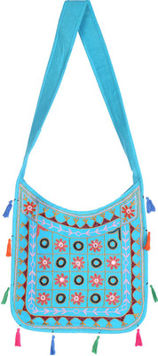 

Rajrang Women Casual Blue Cotton Sling Bag