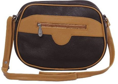 

Kuero Women Casual Tan, Brown Leatherette Sling Bag, Brown;tan