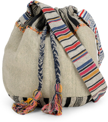 

The House of Tara Women Casual Grey Cotton Sling Bag