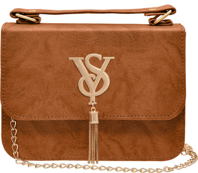 

tap fashion Women Evening/Party Brown PU Sling Bag