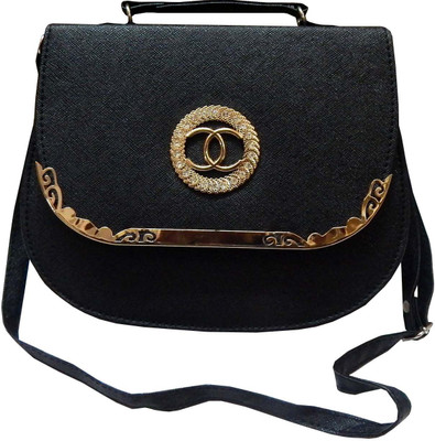 

Navaksha Women Black PU Sling Bag