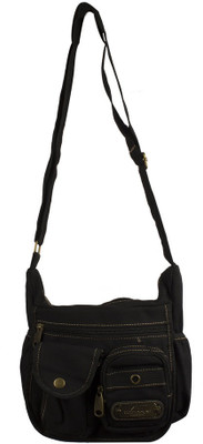 

Sky One Men Casual Black Canvas Sling Bag