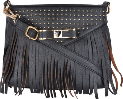 

Kleio Women Casual Black PU Sling Bag