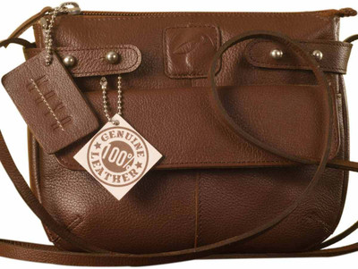 

eZeeBags Women Casual Brown Genuine Leather Sling Bag