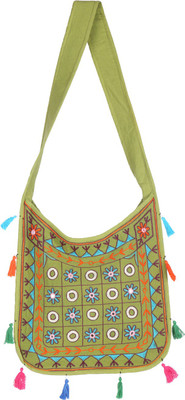 

Rajrang Women Casual Green Cotton Sling Bag