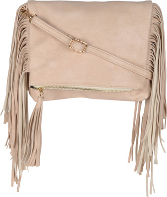 Kleio Women Casual Beige Leatherette Sling Bag