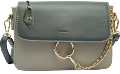 

Pepgirls Women Evening/Party Beige Leatherette Sling Bag