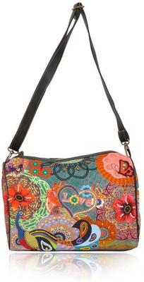 

Mister Maker Girls Casual Multicolor Canvas, PU Sling Bag