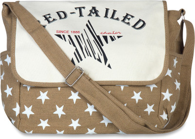 

Felicita Women Casual Brown, Beige Canvas Sling Bag, Beige;brown